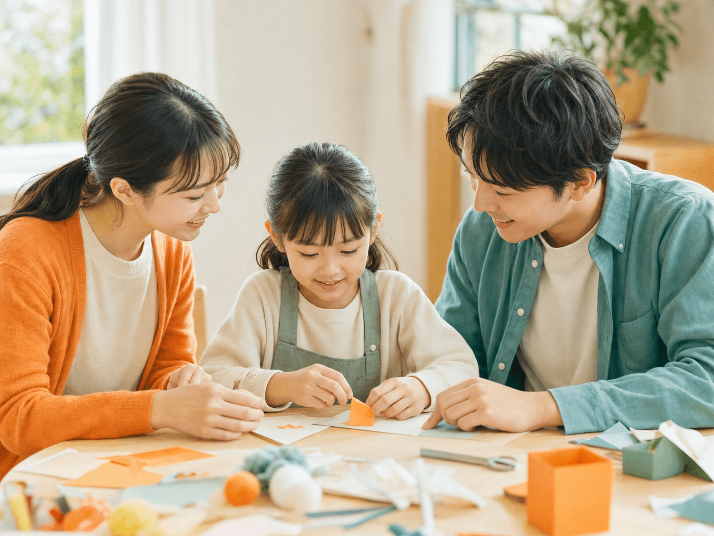 子どもの工作を支えるボランティア